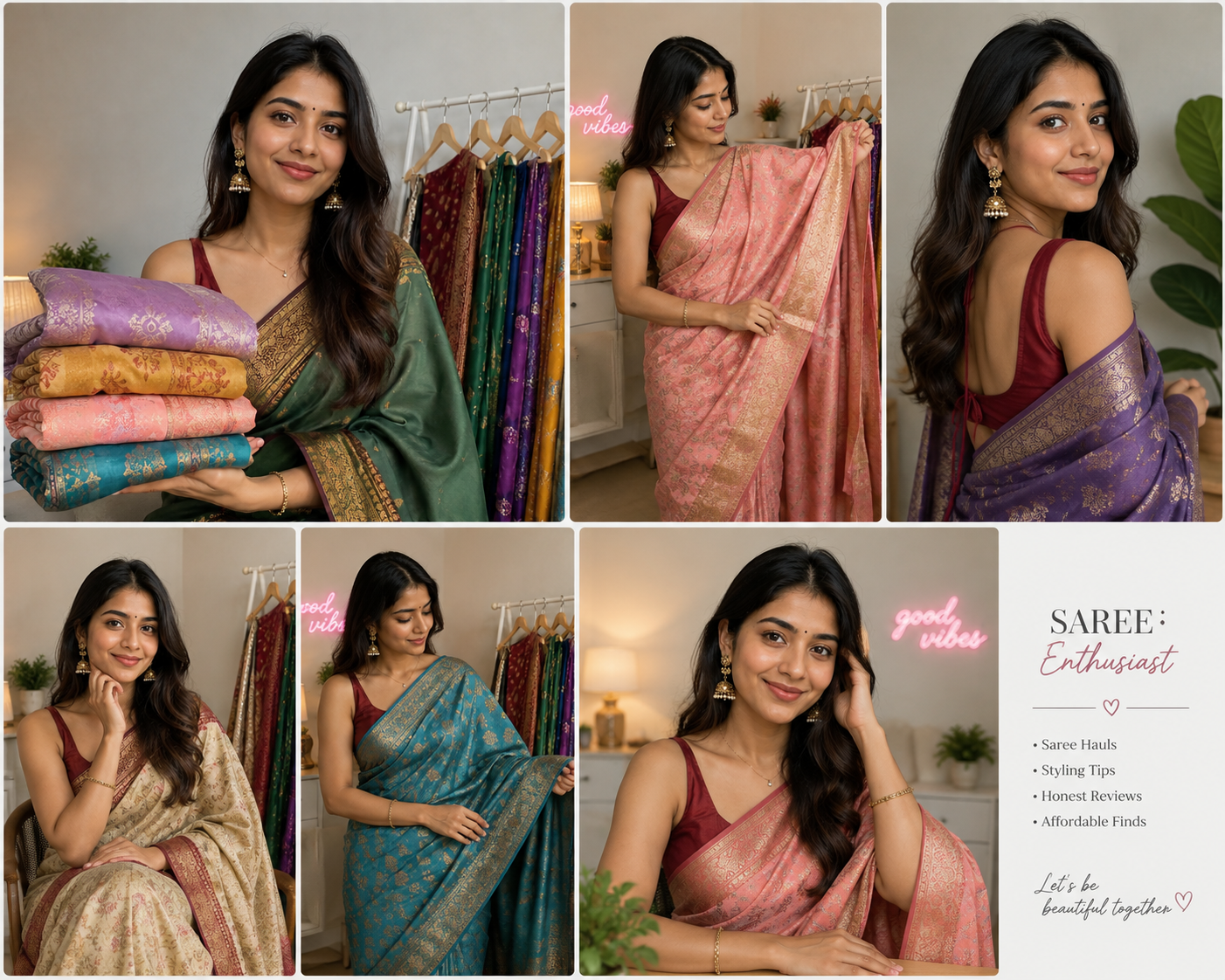 Priya Styling 6 Different Saree Drapes & Looks